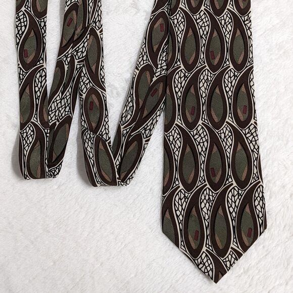 Men's Vintage 100% Silk Tie Paisley Motif - By Pour Monsieur - Picture 8 of 13